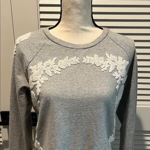 Lucky Brand Gray Sweatshirt with White Embroidery